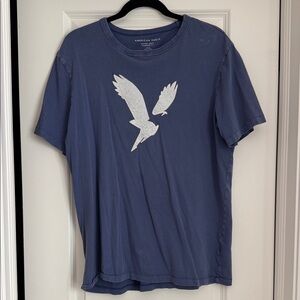 American Eagle Outfitters Navy Tee with Silver Graphic